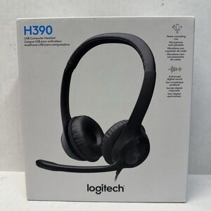 Logitech H390 USB Computer Headset with Noise-Canceling MIC -‎ Black USB-A